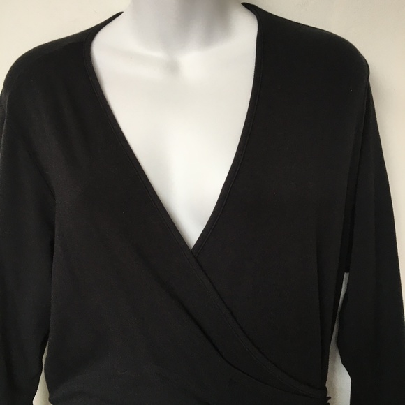 Chloe Angus Dress Vintage Wrap Pleated Waist Black Size XL Cotton Blend Stretchy - Picture 2 of 9